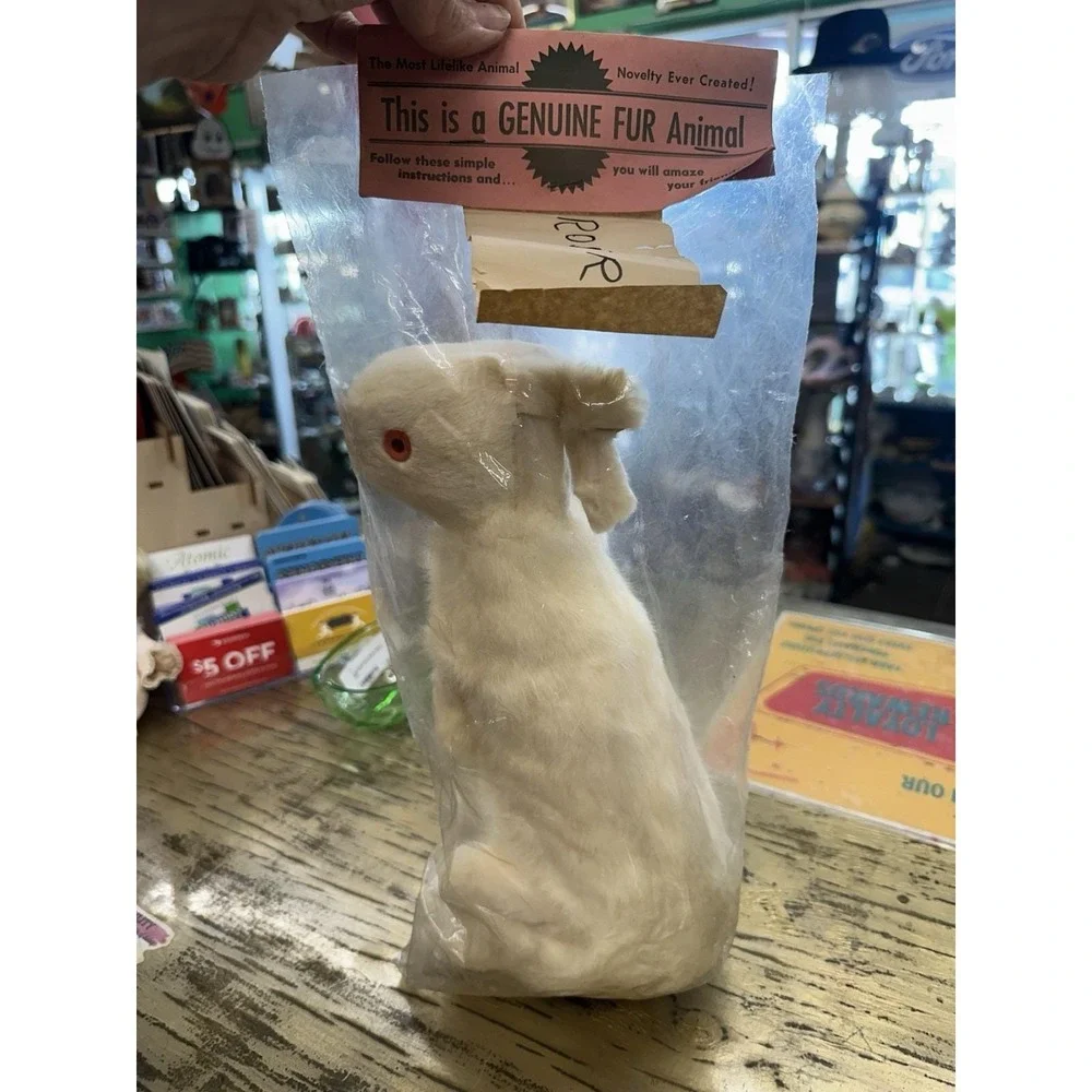 Rare NOS Magic Trick Spring Rabbit Vintage Abbotts Fur Magician Bunny